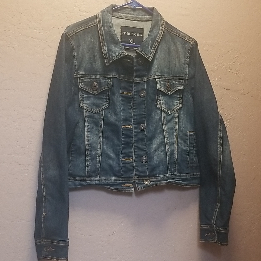 MAURICE'S Sz XL Ladies Waist Length Blue Jean Jacket, EUC # 2558